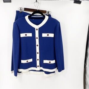 ✅ VINTAGE NAVY‎ AND WHITE PENCIL SKIRT ILGWU TAG SIZE MEDIUM